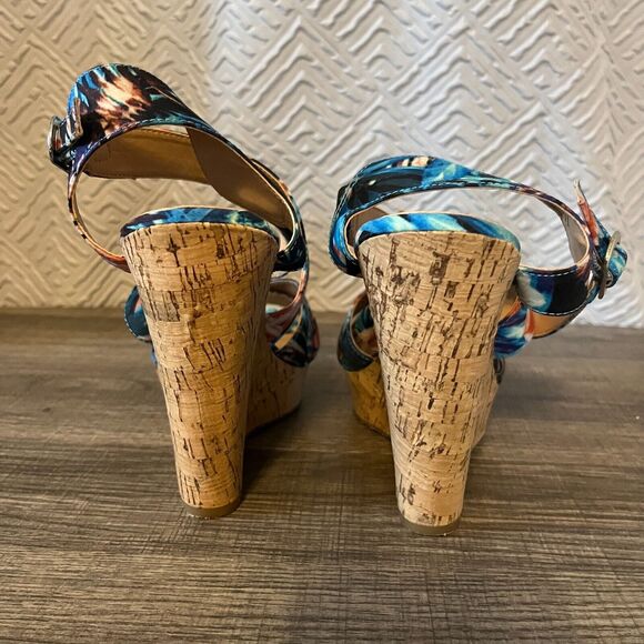 CHINESE LAUNDRY Floral Marianne Platform Wedge Sandals Womens Size 6.5 Boho Chic - Picture 5 of 10